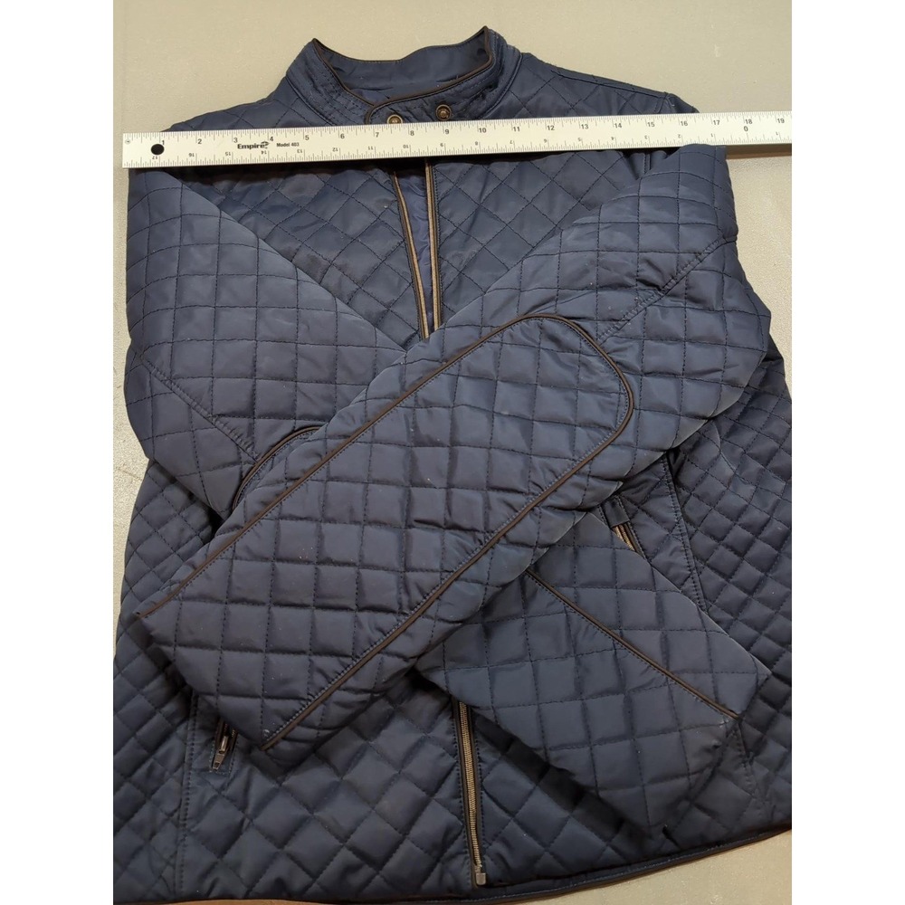 Orvis Womens Quilted Jacket Navy Blue Diamond Stitch Snap Collar Small 1775 - Picture 11 of 12